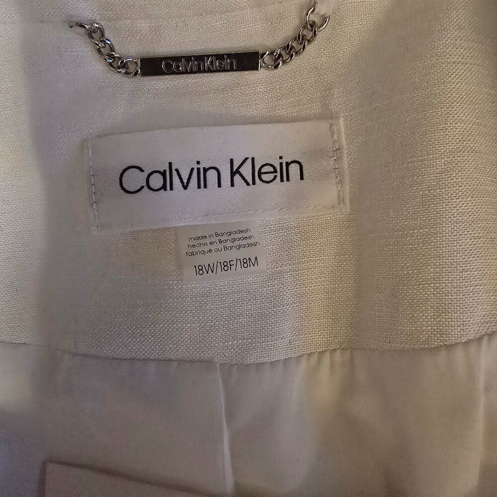 NWT Calvin Klein Women's Linen Blend One-Button Blazer, White, 18W - Picture 7 of 11